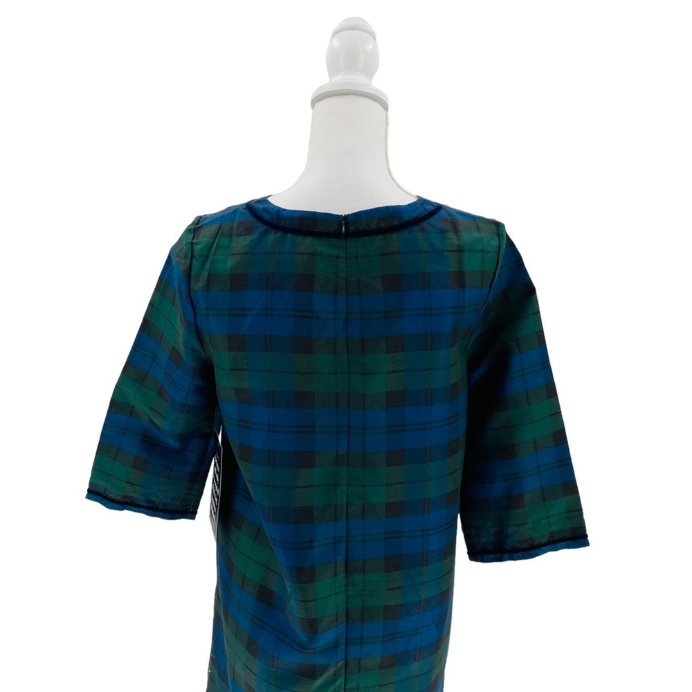 Tuckernuck | NEW Jamie Velvet Trimmed Plaid Blackwatch Midi Dress Size S - Picture 10 of 14